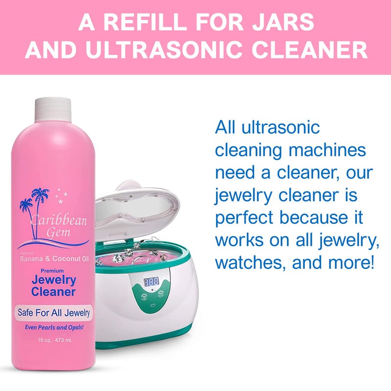 Caribbean Gem Jewelry Cleaner 16oz & 8oz, Basket, Brush, Polishing Cream & Polishing Cloth - Jewelry Cleaning Kit for All Gold, Silver, Diamonds, Rings, Necklaces, Gems, Precious Stones & Metals - Image 5